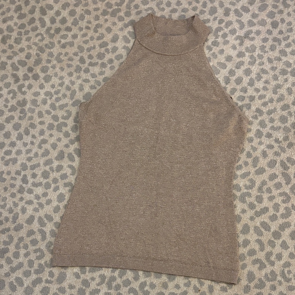 Banana Republic Metallic Gold Mock Neck Top